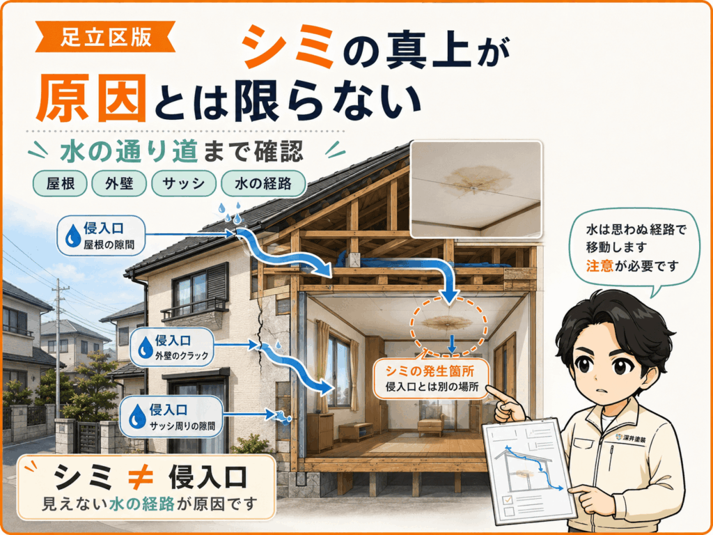 シミの真上が原因とは限らない