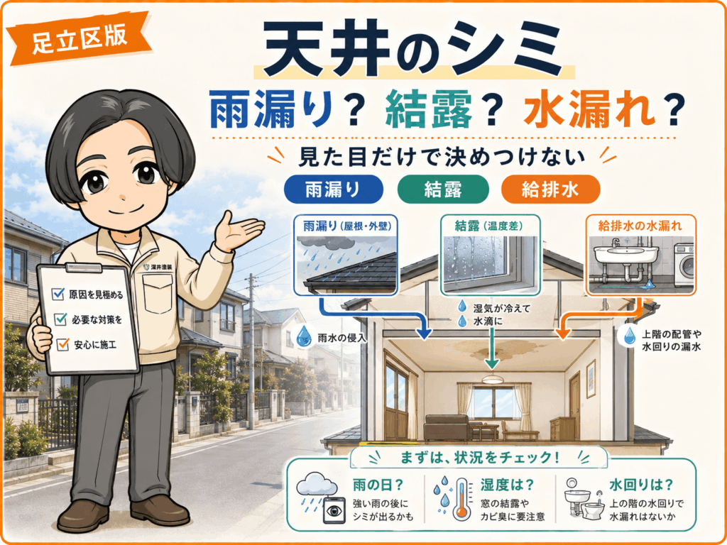 天井のシミ原因は?