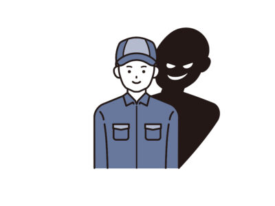 裏の顔がある作業員イラスト
