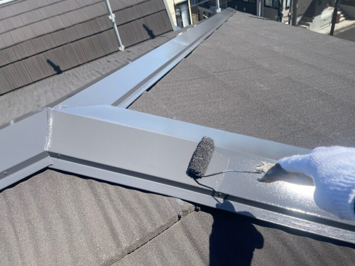 屋根 棟板金 上塗り