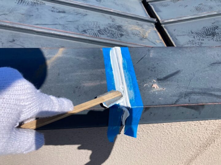 屋根 接続部 シーリングならし(オートンイクシード)