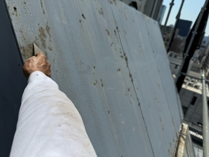 屋上 鉄部 研磨