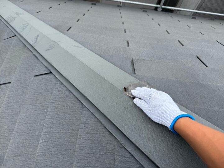 屋根 棟板金 研磨