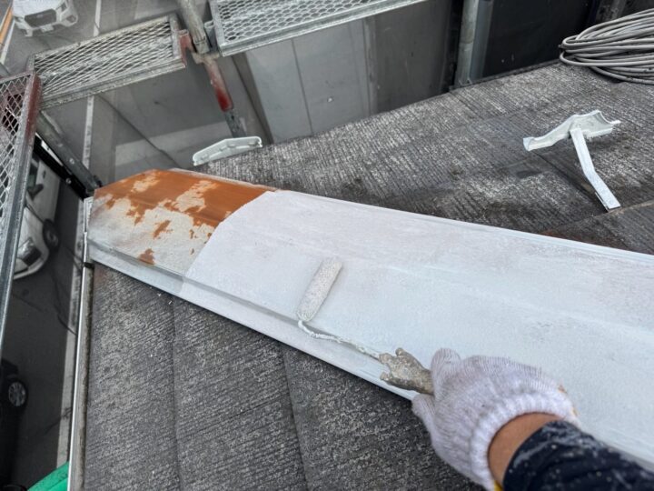 屋根 棟板金 錆止め(サビカット)