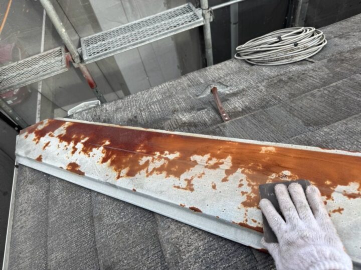 屋根 棟板金 研磨