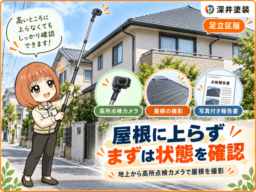 屋根には上らずにまずは目で見て確認!