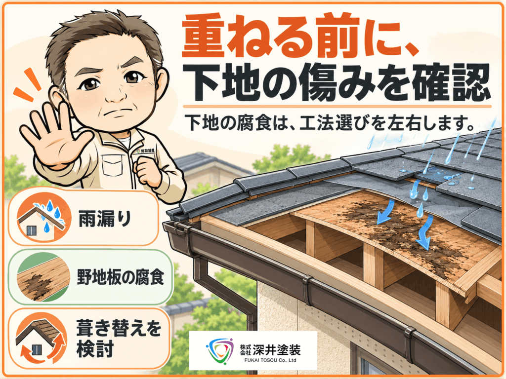 重ねる前に下地の痛みを確認
